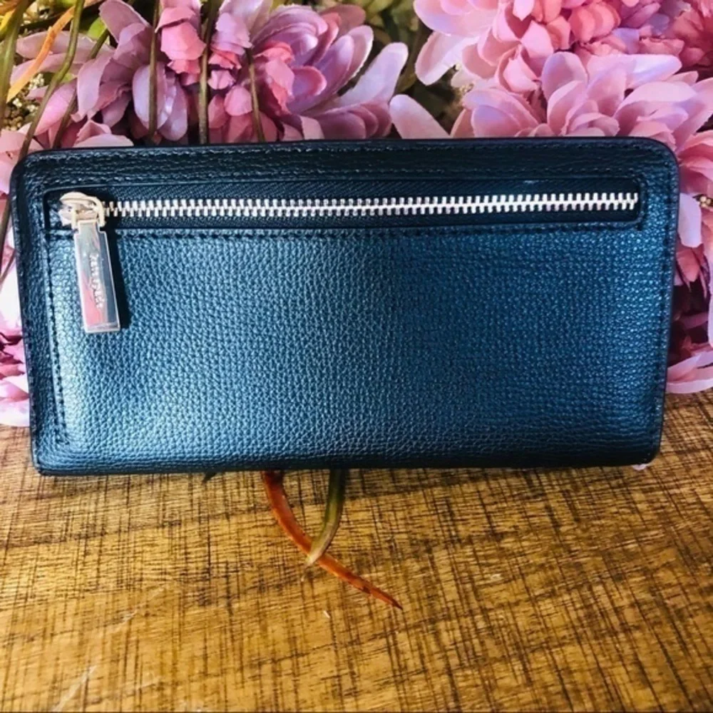 Kate Spade New York Refined Grain Leather Snap Wallet Black NWT